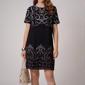 Sundance Vivienne Life Dress Black Ombré Eyelet Size 4
